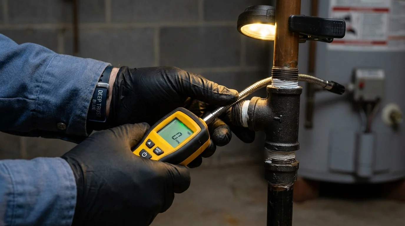 Gas leak detection with electronic sniffer by Johns Plumbing LLC in Shelburne Falls