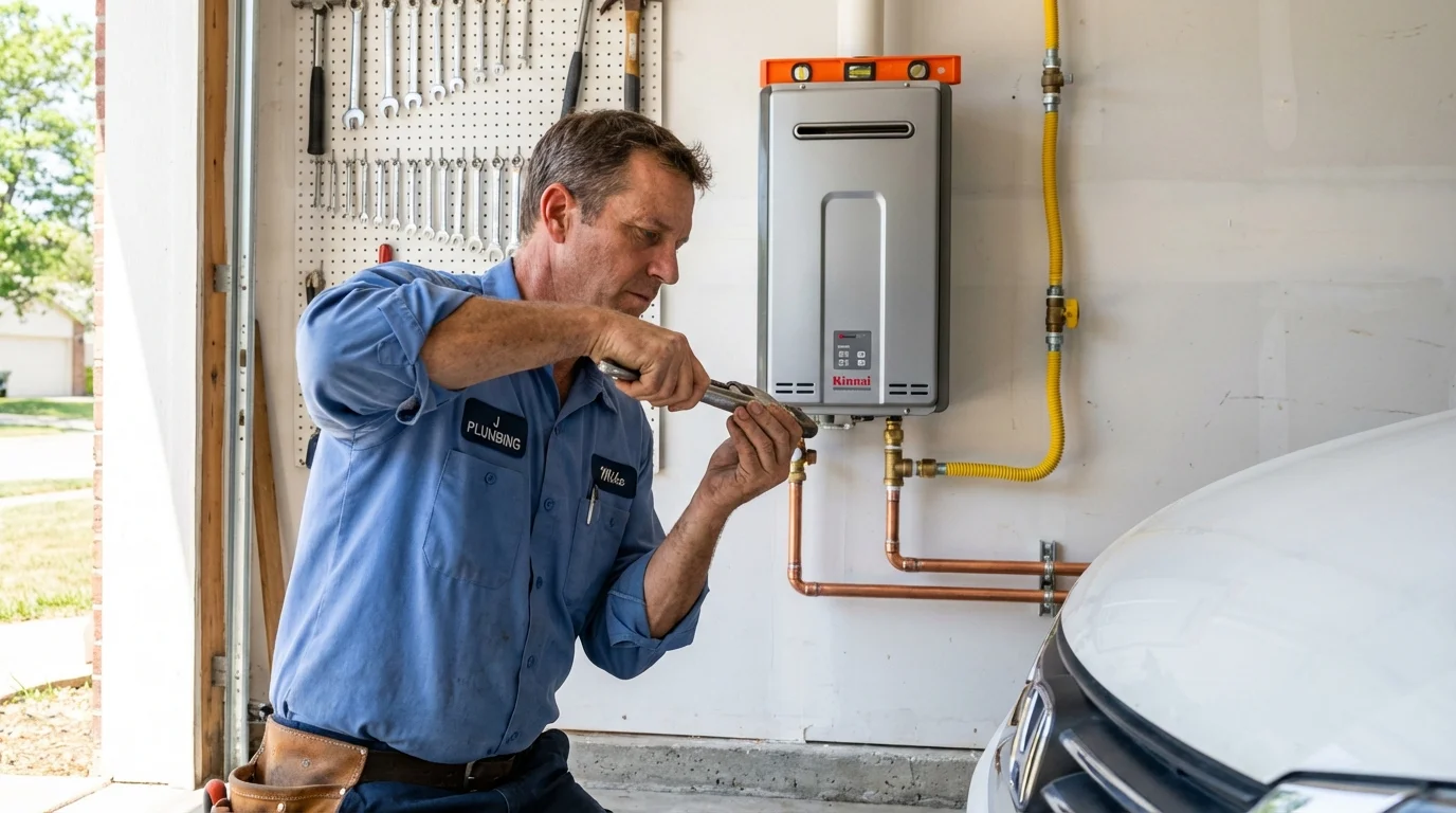 Tankless water heater installation by a Johns Plumbing LLC plumber in Shelburne Falls